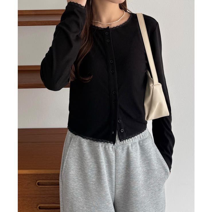 callautia クロップド丈シアーカーディガン | JUNOAH | 詳細画像4 