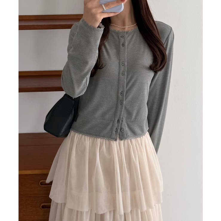 callautia クロップド丈シアーカーディガン | JUNOAH | 詳細画像5 