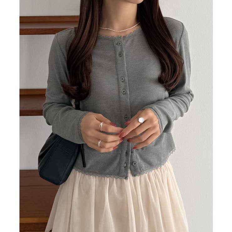 callautia クロップド丈シアーカーディガン | JUNOAH | 詳細画像6 