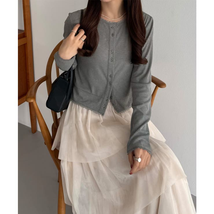 callautia クロップド丈シアーカーディガン | JUNOAH | 詳細画像8 