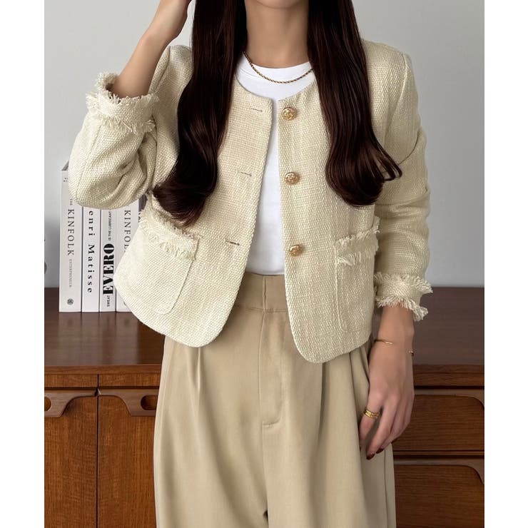 callautia ゴールドボタンツイードジャケット | JUNOAH | 詳細画像5 