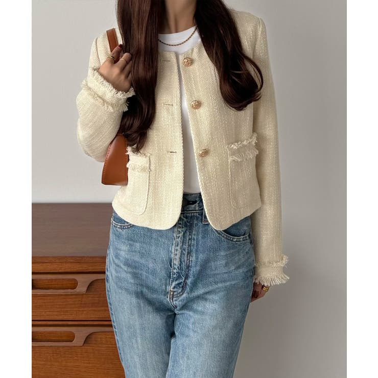 callautia ゴールドボタンツイードジャケット | JUNOAH | 詳細画像6 