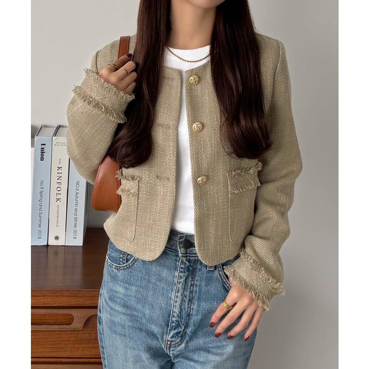 callautia ゴールドボタンツイードジャケット | JUNOAH | 詳細画像9 