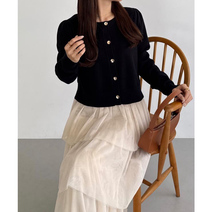 callautia 金ボタンコットンショートニットカーディガン | JUNOAH | 詳細画像10 