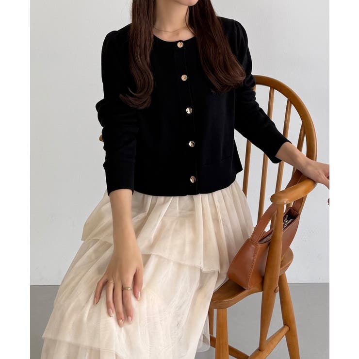 callautia 金ボタンコットンショートニットカーディガン | JUNOAH | 詳細画像11 