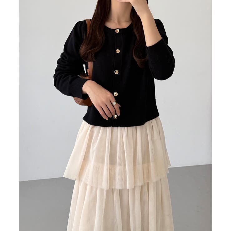 callautia 金ボタンコットンショートニットカーディガン | JUNOAH | 詳細画像12 