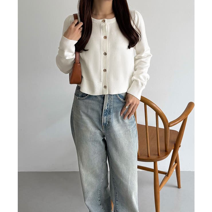 callautia 金ボタンコットンショートニットカーディガン | JUNOAH | 詳細画像5 