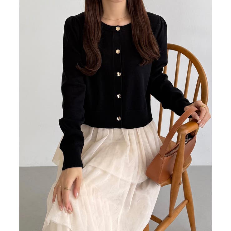 callautia 金ボタンコットンショートニットカーディガン | JUNOAH | 詳細画像9 