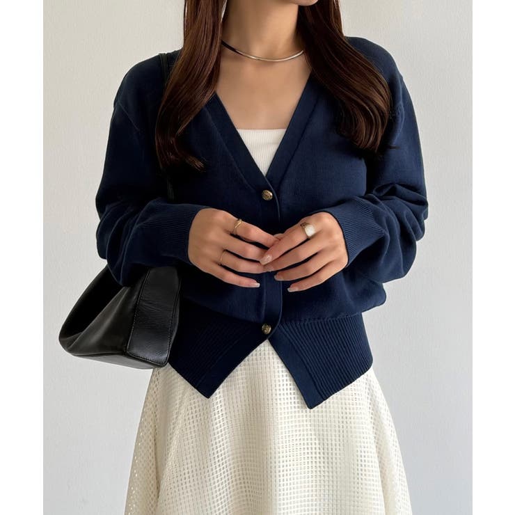 callautia Vネックコットンニットカーディガン | JUNOAH | 詳細画像10 