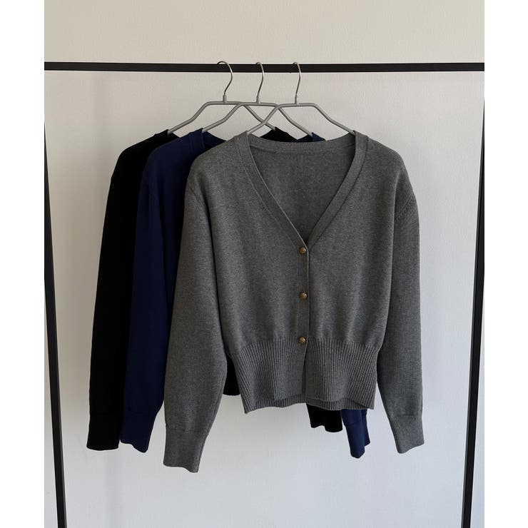 callautia Vネックコットンニットカーディガン | JUNOAH | 詳細画像12 