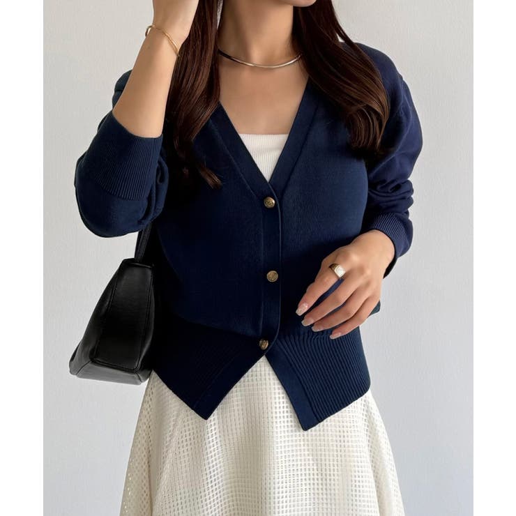 callautia Vネックコットンニットカーディガン | JUNOAH | 詳細画像8 