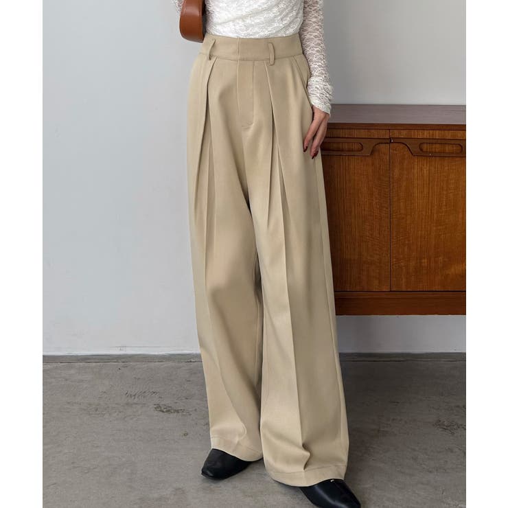 callautia ベルト付きダブルタックワイドパンツ | JUNOAH | 詳細画像12 