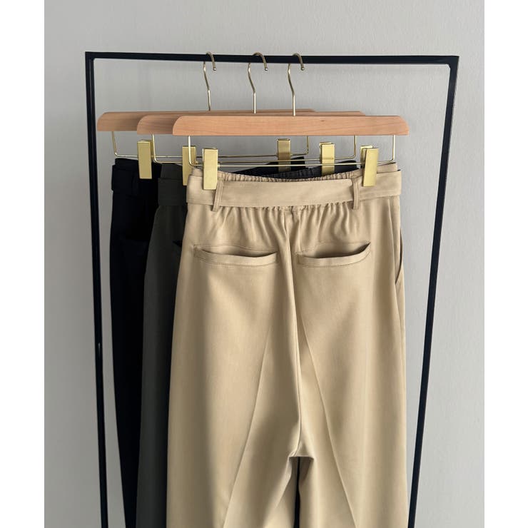 callautia ベルト付きダブルタックワイドパンツ | JUNOAH | 詳細画像16 