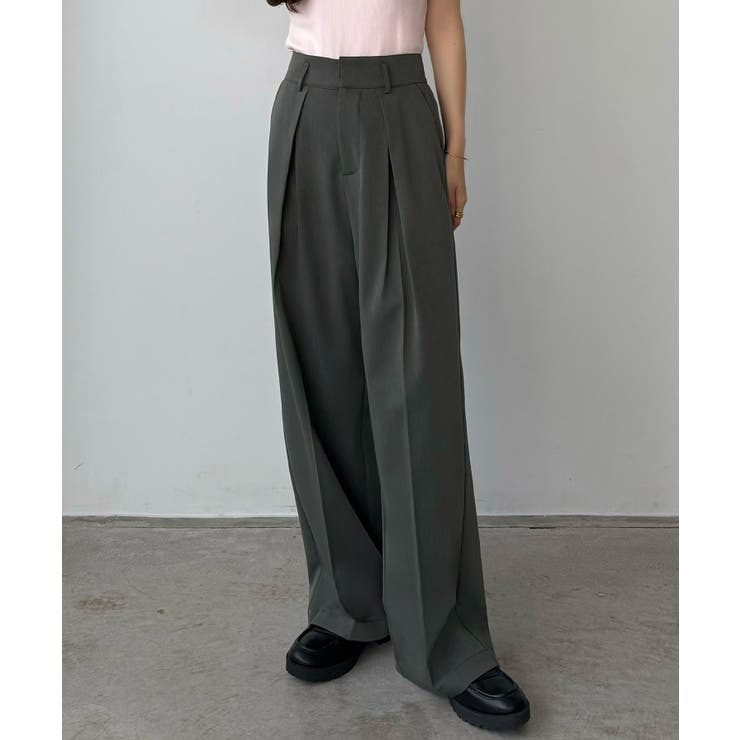 callautia ベルト付きダブルタックワイドパンツ | JUNOAH | 詳細画像8 