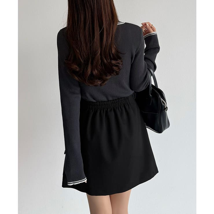 callautia 配色ポロ衿シアーニット | JUNOAH | 詳細画像10 