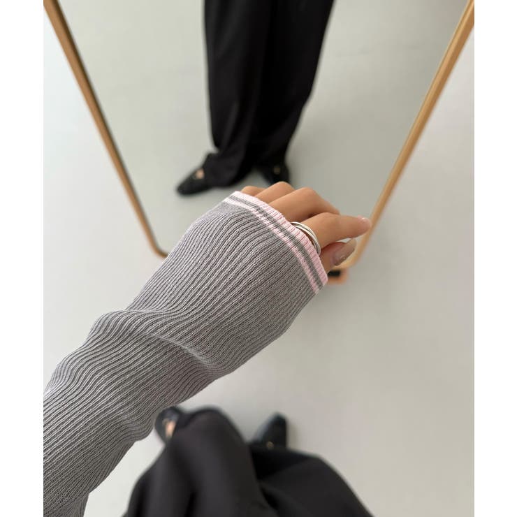 callautia 配色ポロ衿シアーニット | JUNOAH | 詳細画像24 