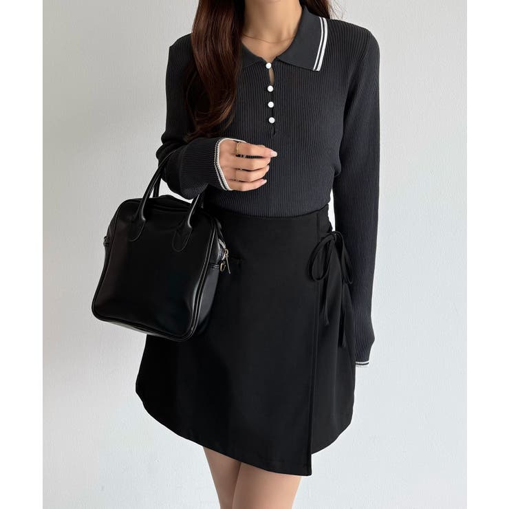 callautia 配色ポロ衿シアーニット | JUNOAH | 詳細画像6 