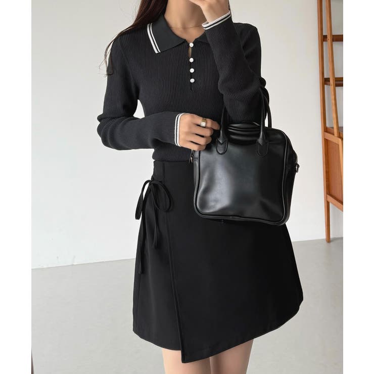 callautia 配色ポロ衿シアーニット | JUNOAH | 詳細画像8 