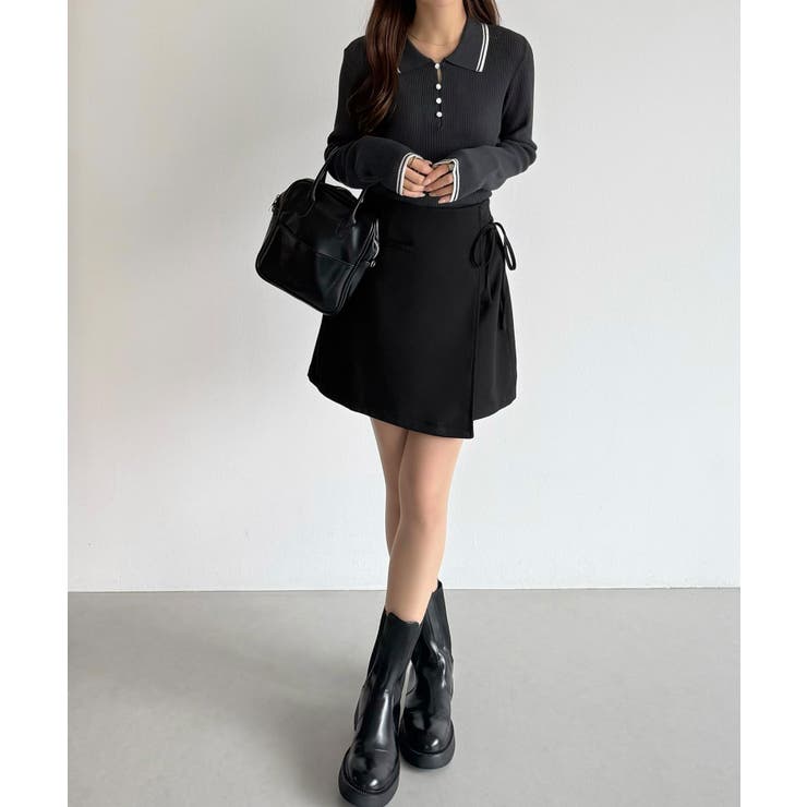 callautia 配色ポロ衿シアーニット | JUNOAH | 詳細画像9 