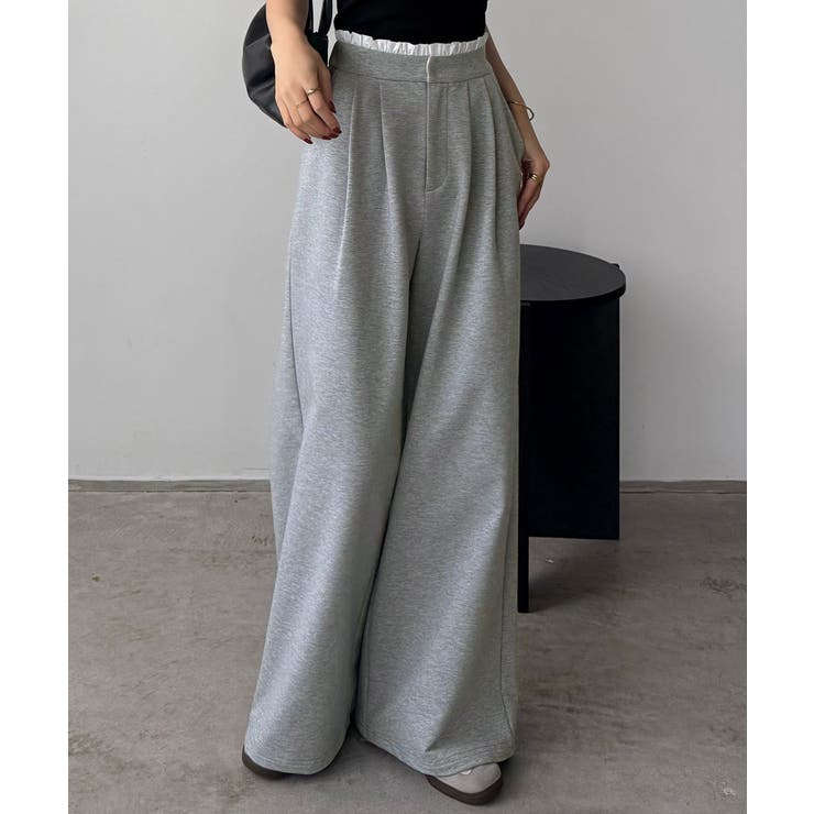 グレー | callautia レイヤード風スウェットパンツ | JUNOAH