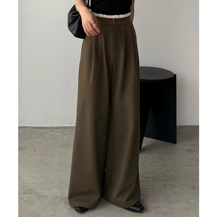 ブラウン | callautia レイヤード風スウェットパンツ | JUNOAH