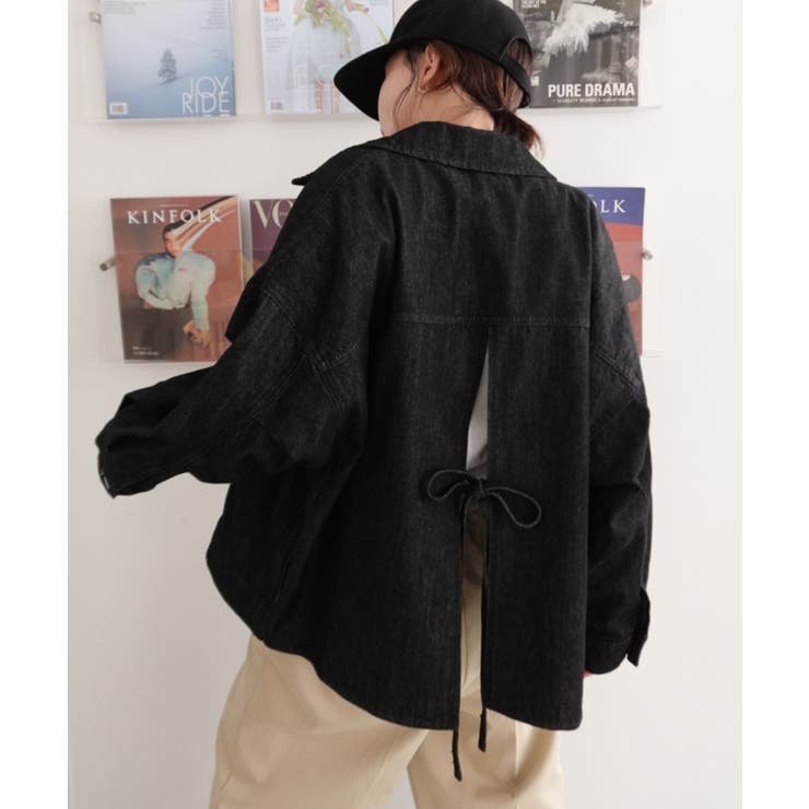 ブラック | callautia オーバーサイズデニムジャケット | JUNOAH