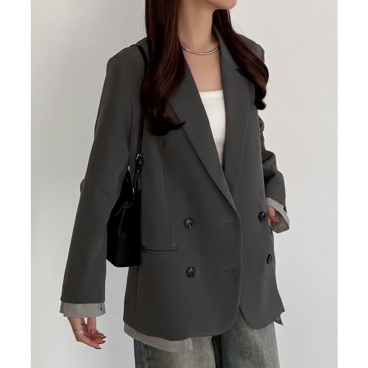 チャコール | callautia レイヤードデザインジャケット | JUNOAH