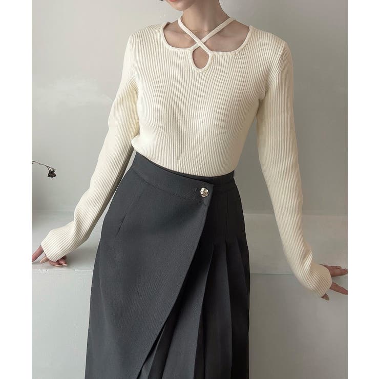 Meiru クロスネックリブニット | JUNOAH | 詳細画像5 