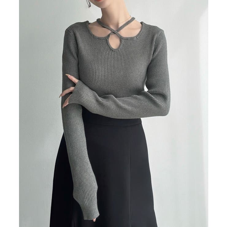 Meiru クロスネックリブニット | JUNOAH | 詳細画像8 