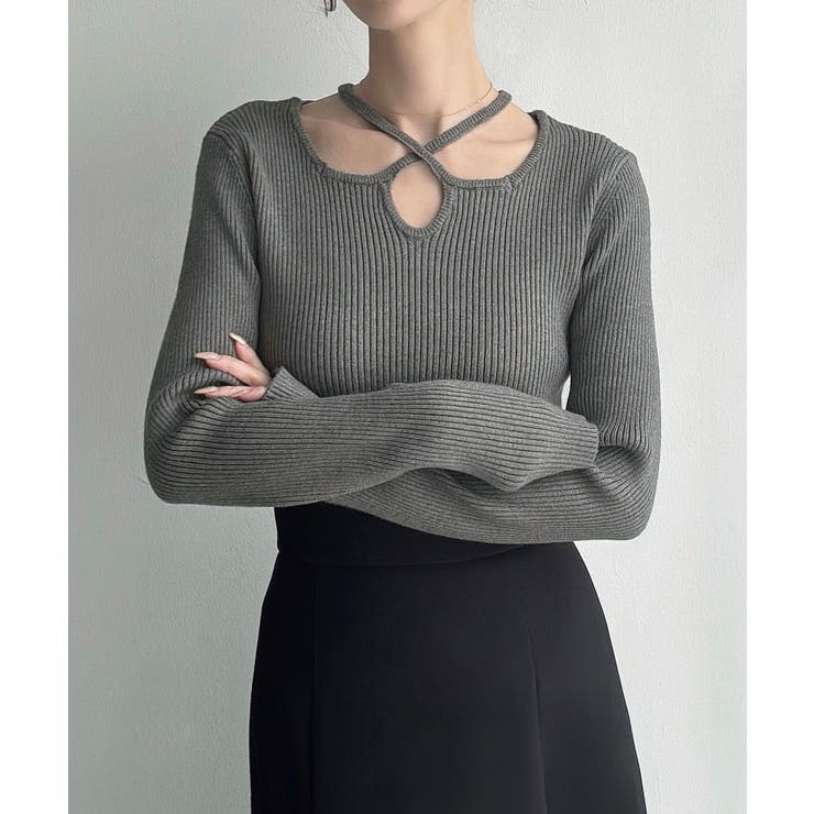 Meiru クロスネックリブニット | JUNOAH | 詳細画像9 