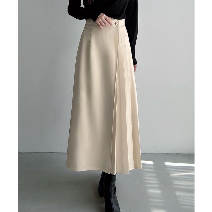 Meiru プリーツラップミディアムスカート[品番：AMTW0012672]｜JUNOAH