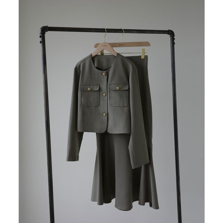 Meiru ノーカラージャケット＋マーメイドスカートSET（薄手、裏地なし） | JUNOAH | 詳細画像16 