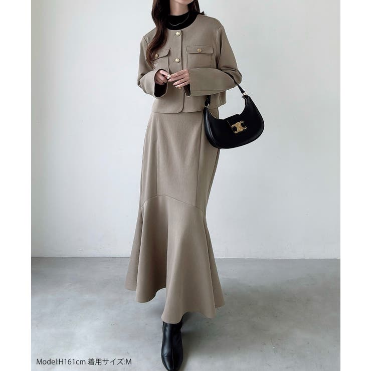 Meiru ノーカラージャケット＋マーメイドスカートSET（薄手、裏地なし） | JUNOAH | 詳細画像2 