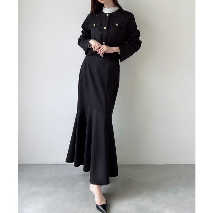 Meiru ノーカラージャケット＋マーメイドスカートSET（薄手、裏地なし） | JUNOAH | 詳細画像6 