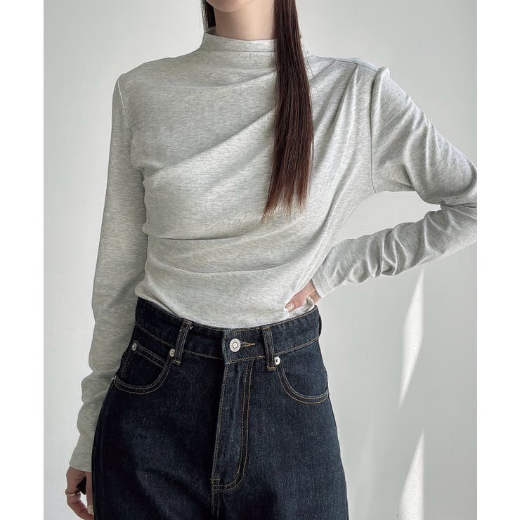 Meiru 薄手モックネックドレープトップス | JUNOAH | 詳細画像13 