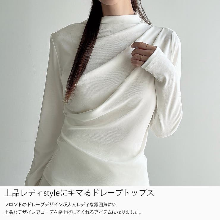 Meiru 薄手モックネックドレープトップス | JUNOAH | 詳細画像3 