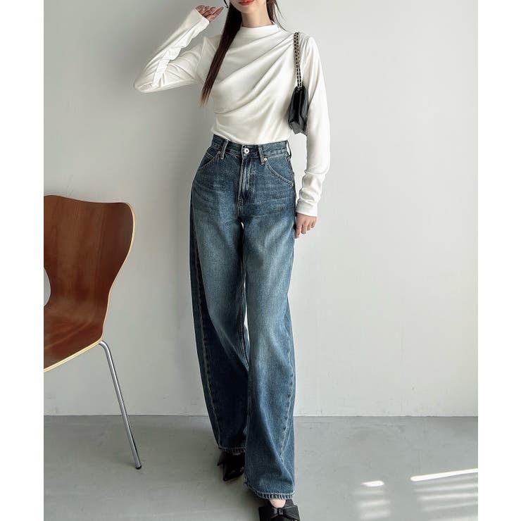 Meiru 薄手モックネックドレープトップス | JUNOAH | 詳細画像6 