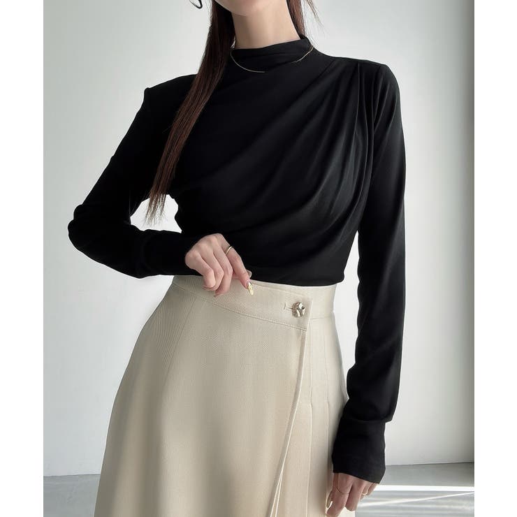 Meiru 薄手モックネックドレープトップス | JUNOAH | 詳細画像7 