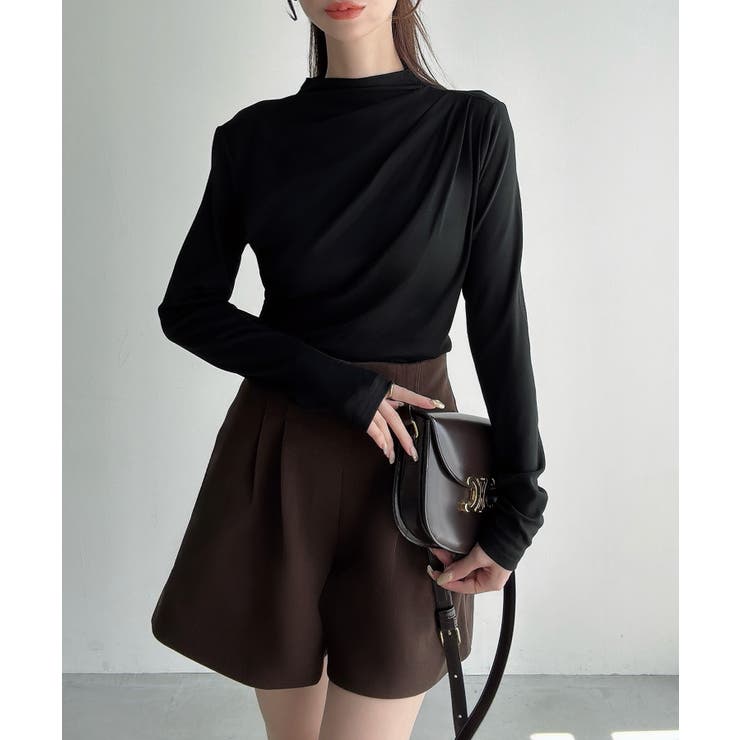 Meiru 薄手モックネックドレープトップス | JUNOAH | 詳細画像9 