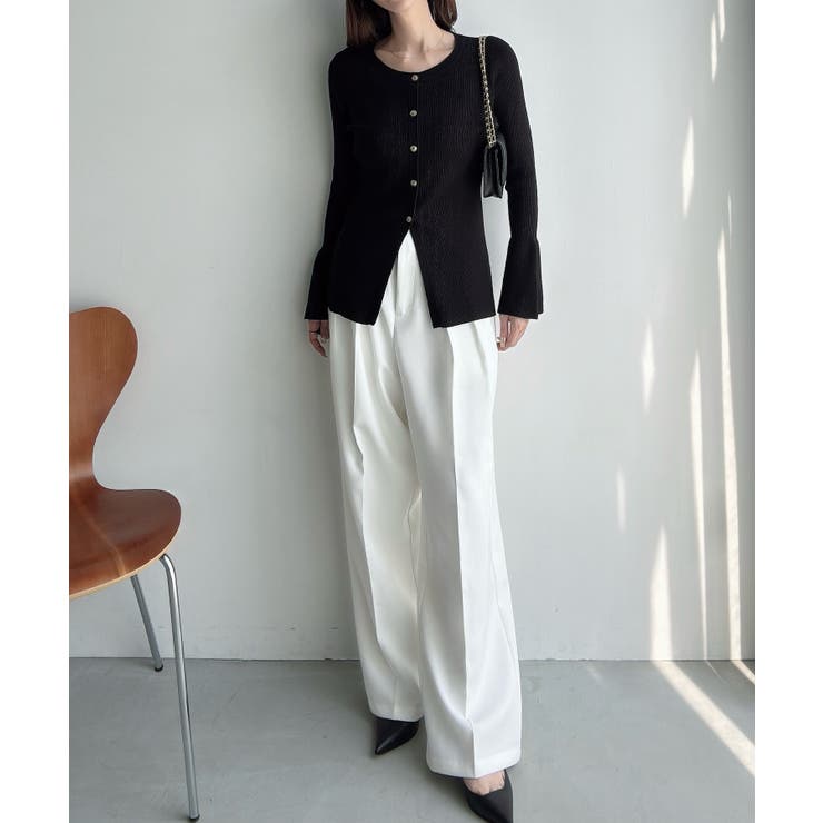 Meiru ロング丈ニュアンス釦ニットカーディガン | JUNOAH | 詳細画像10 