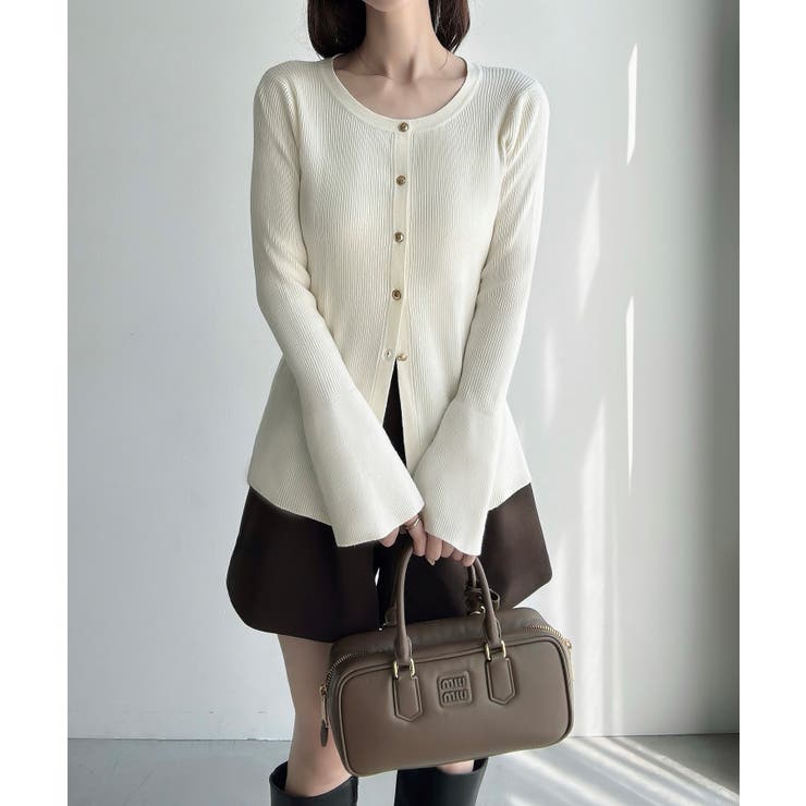 Meiru ロング丈ニュアンス釦ニットカーディガン | JUNOAH | 詳細画像13 