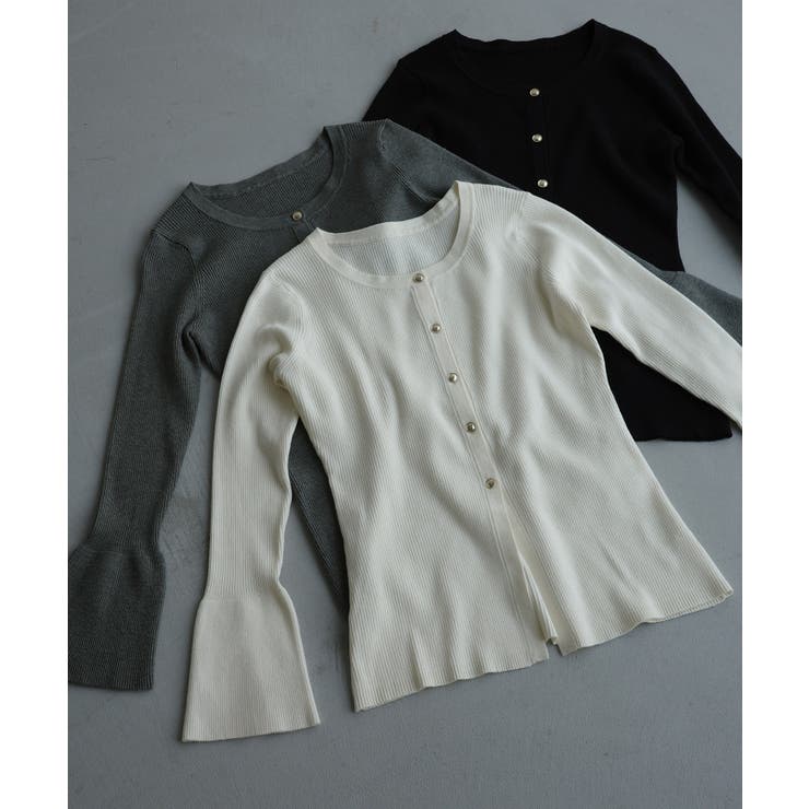 Meiru ロング丈ニュアンス釦ニットカーディガン | JUNOAH | 詳細画像17 