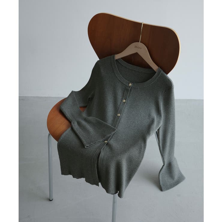 Meiru ロング丈ニュアンス釦ニットカーディガン | JUNOAH | 詳細画像18 