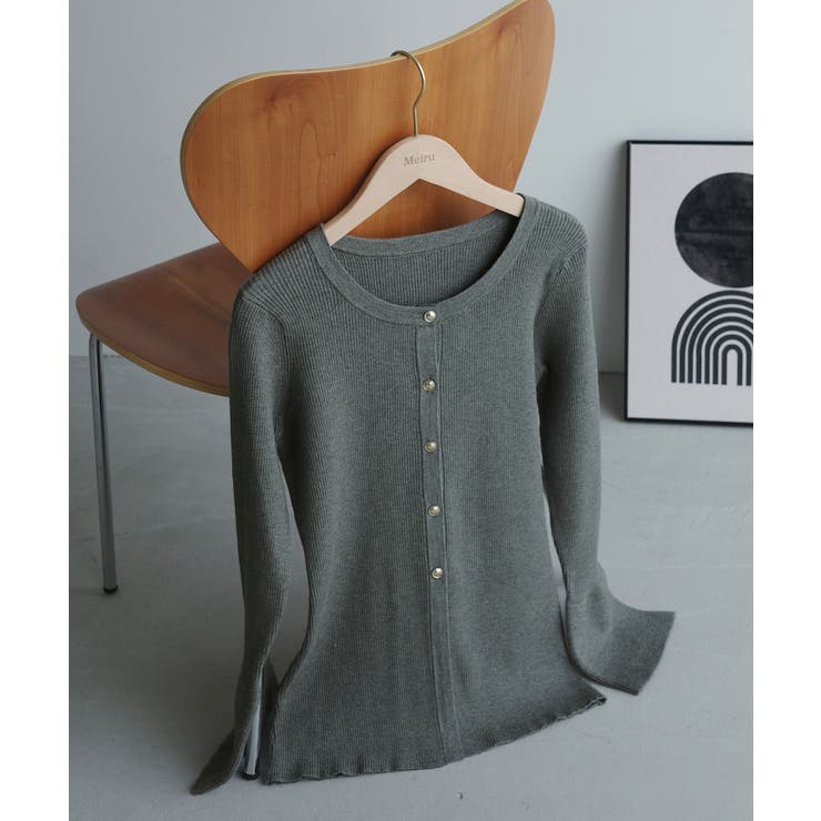 Meiru ロング丈ニュアンス釦ニットカーディガン | JUNOAH | 詳細画像19 