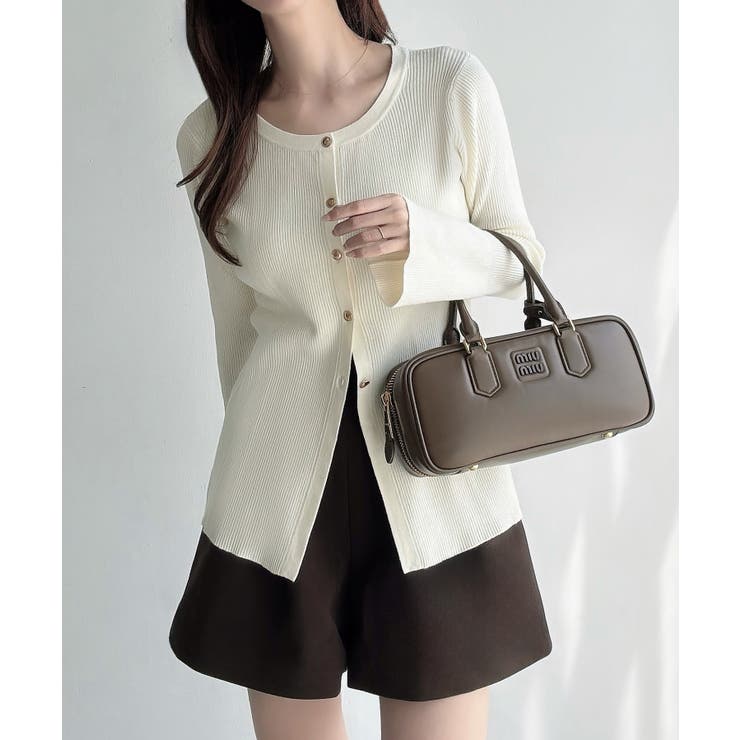 アイボリー | Meiru ロング丈ニュアンス釦ニットカーディガン | JUNOAH