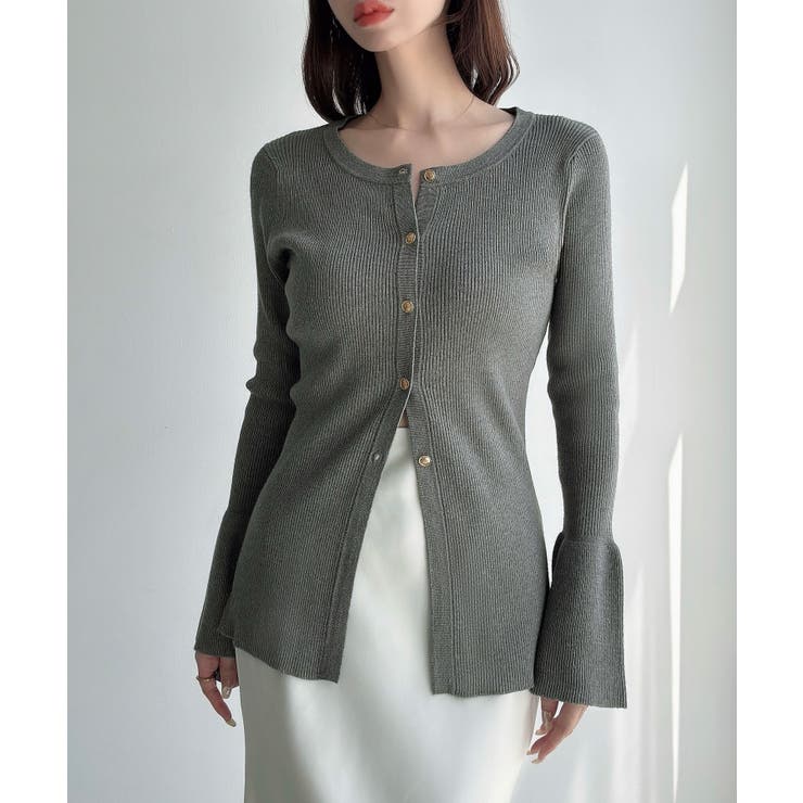 Meiru ロング丈ニュアンス釦ニットカーディガン | JUNOAH | 詳細画像5 