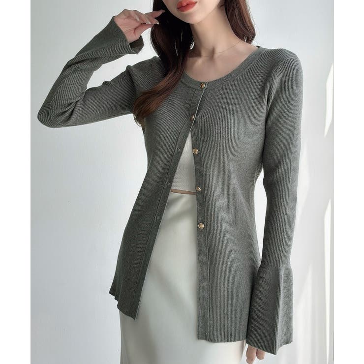 Meiru ロング丈ニュアンス釦ニットカーディガン | JUNOAH | 詳細画像6 