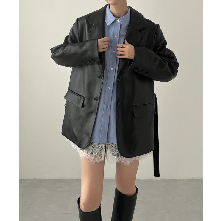 オーバーサイズPUレザージャケット | JUNOAH | 詳細画像5 