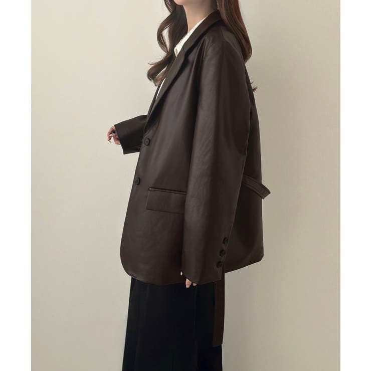 オーバーサイズPUレザージャケット | JUNOAH | 詳細画像8 