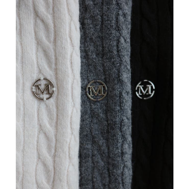 Meiru ロゴモチーフケーブルショートニットカーディガン | JUNOAH | 詳細画像16 